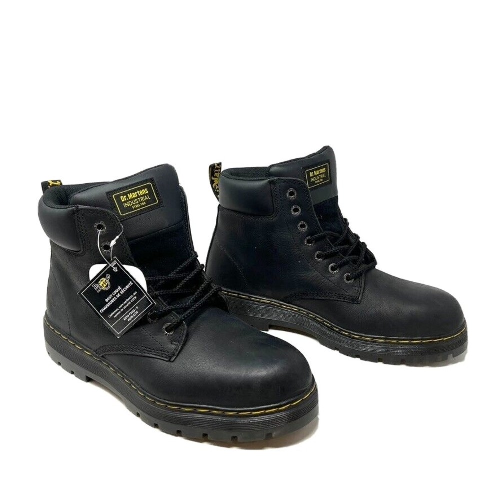 Dr. Martens Mens Winch Work Safety Boots Black Leather Lace Up EUR 48 14 New